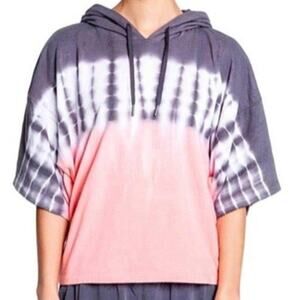 PJ Salvage XL NWT Peach Gray White 3/4 Sleeve Tie Dye Hoody Soft Lightweight
